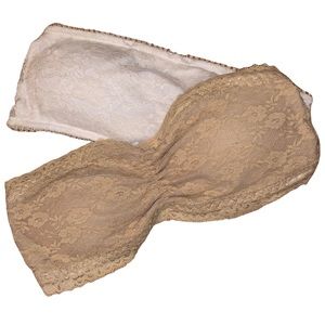 2 small Tube lace strapless bra beige and white